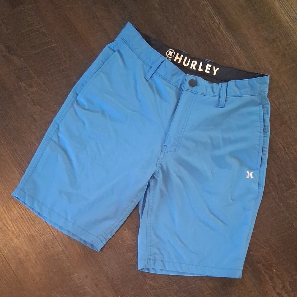 Hurley Men's Vibrant Blue Flat-Front Casual Shorts